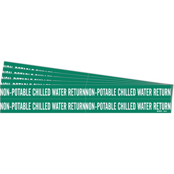 NON-POTABLE Chilled Wtr Ret Pipe Marker Style 4 WT on GN 4 per Card, 5 PK